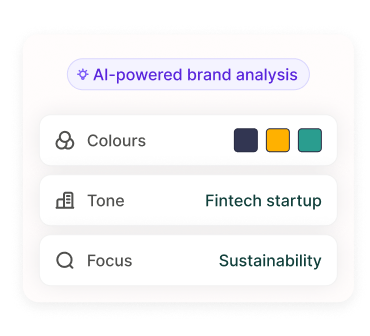 Screenshot of an AI-driven assessment of a company's brand colours, tone and focus