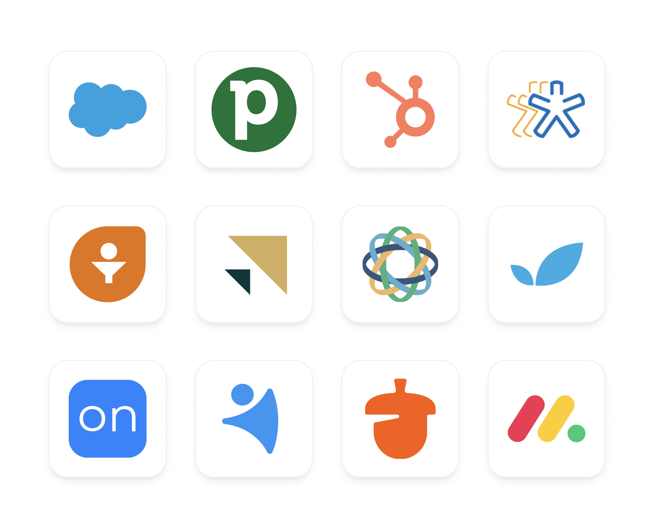 Grid of icons representing popular CRM platforms
