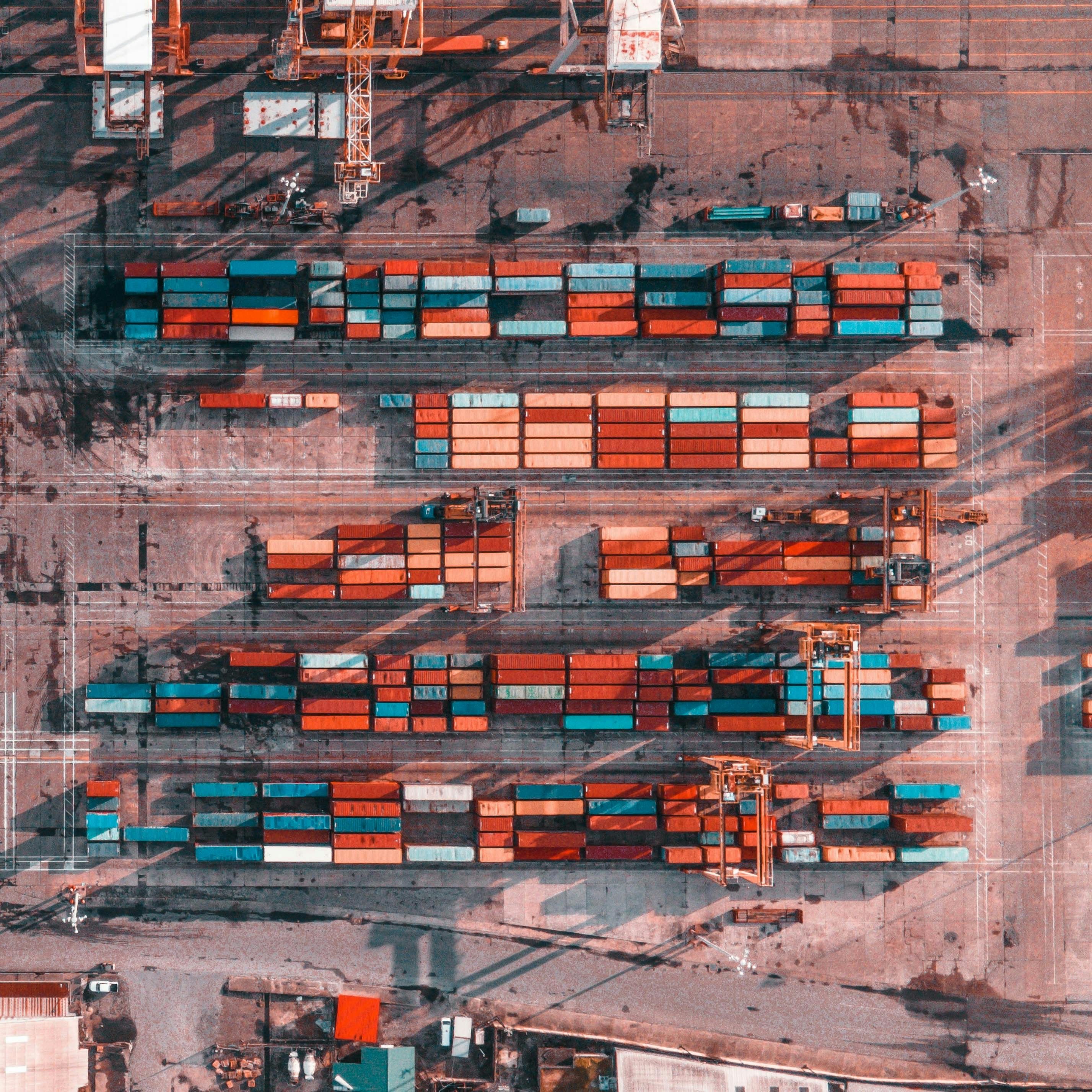 Photograph of shipping containers in a dock