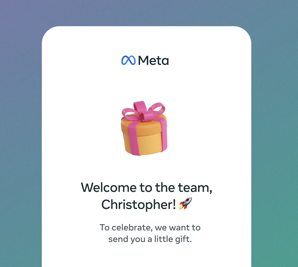 Photograph of a gift notification