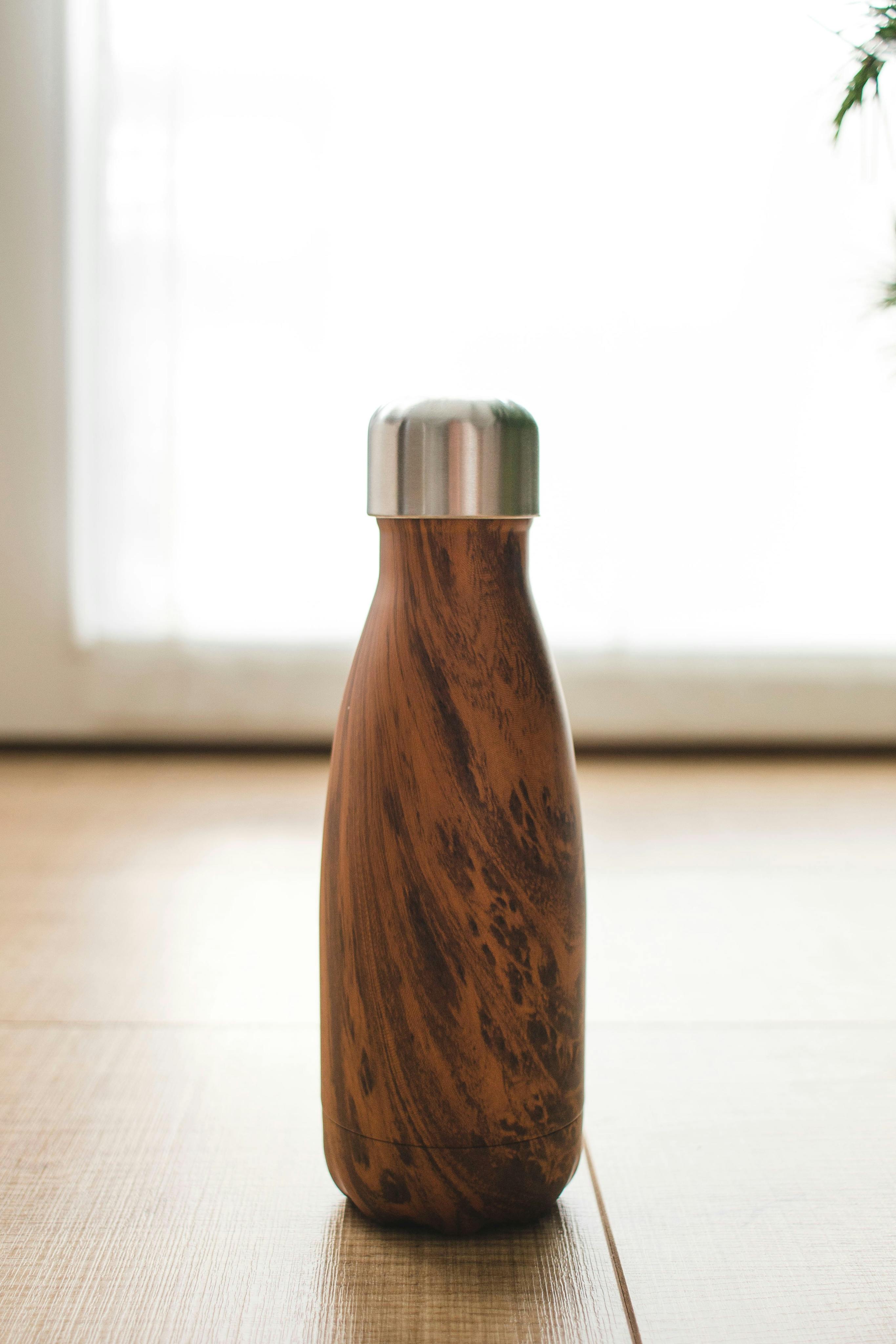 Photograph depicting a reusable steel water bottle